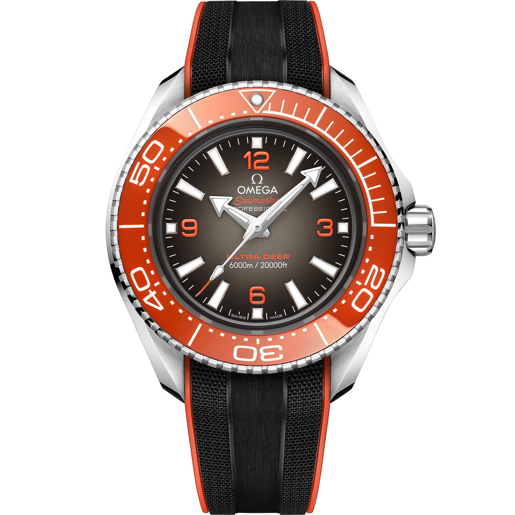 Seamaster Planet Ocean 6000M 45.5 mm, O‑MEGASTEEL on rubber strap