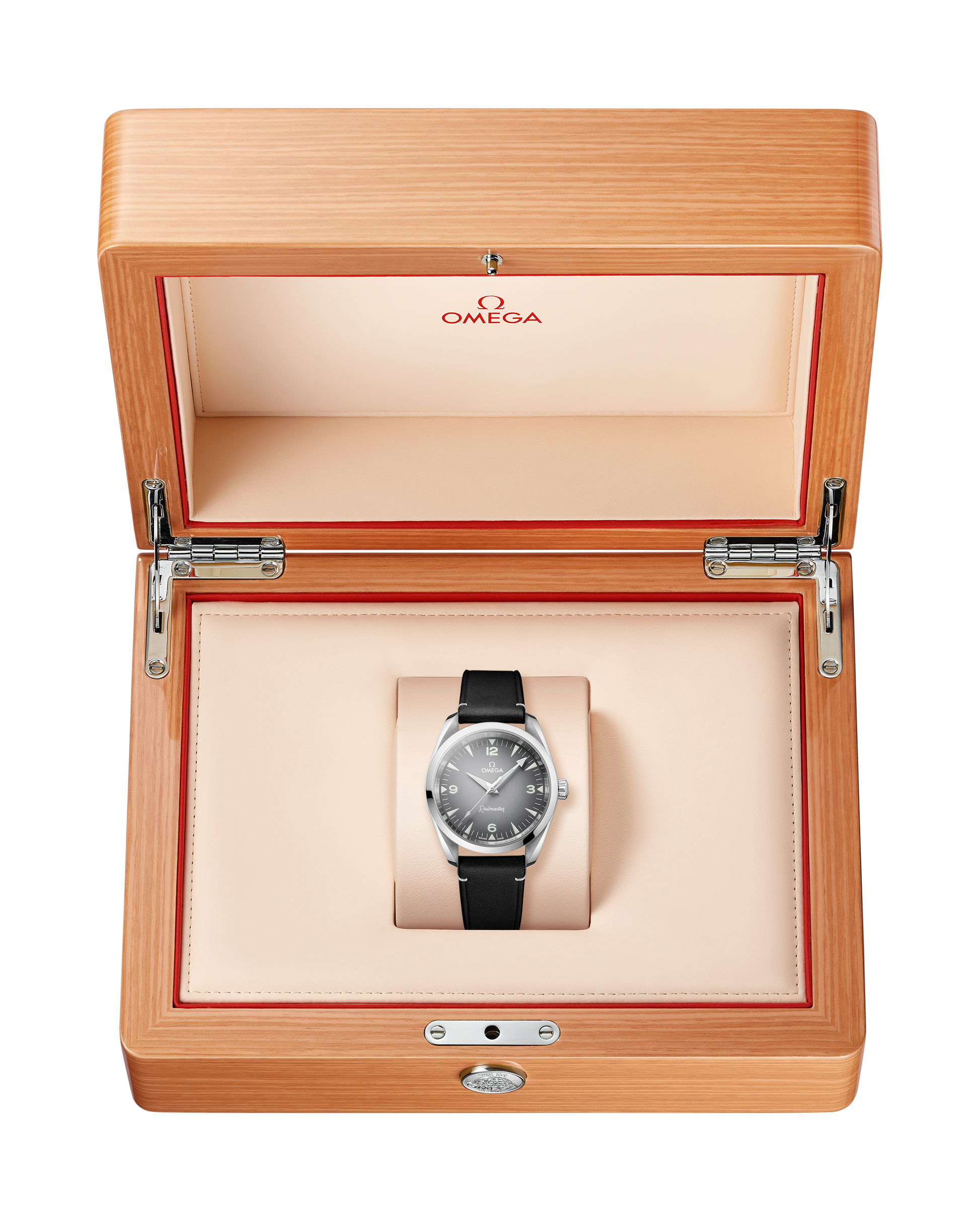 Seamaster Railmaster 38 mm, steel on leather strap