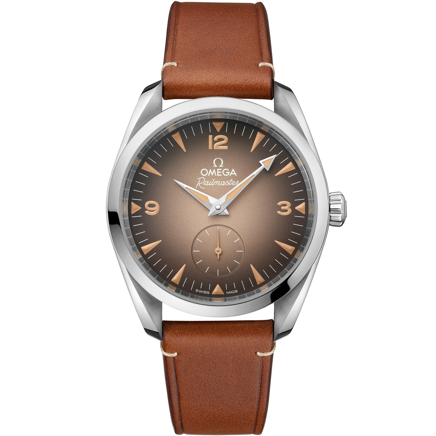 Seamaster Railmaster 38 mm, steel on leather strap