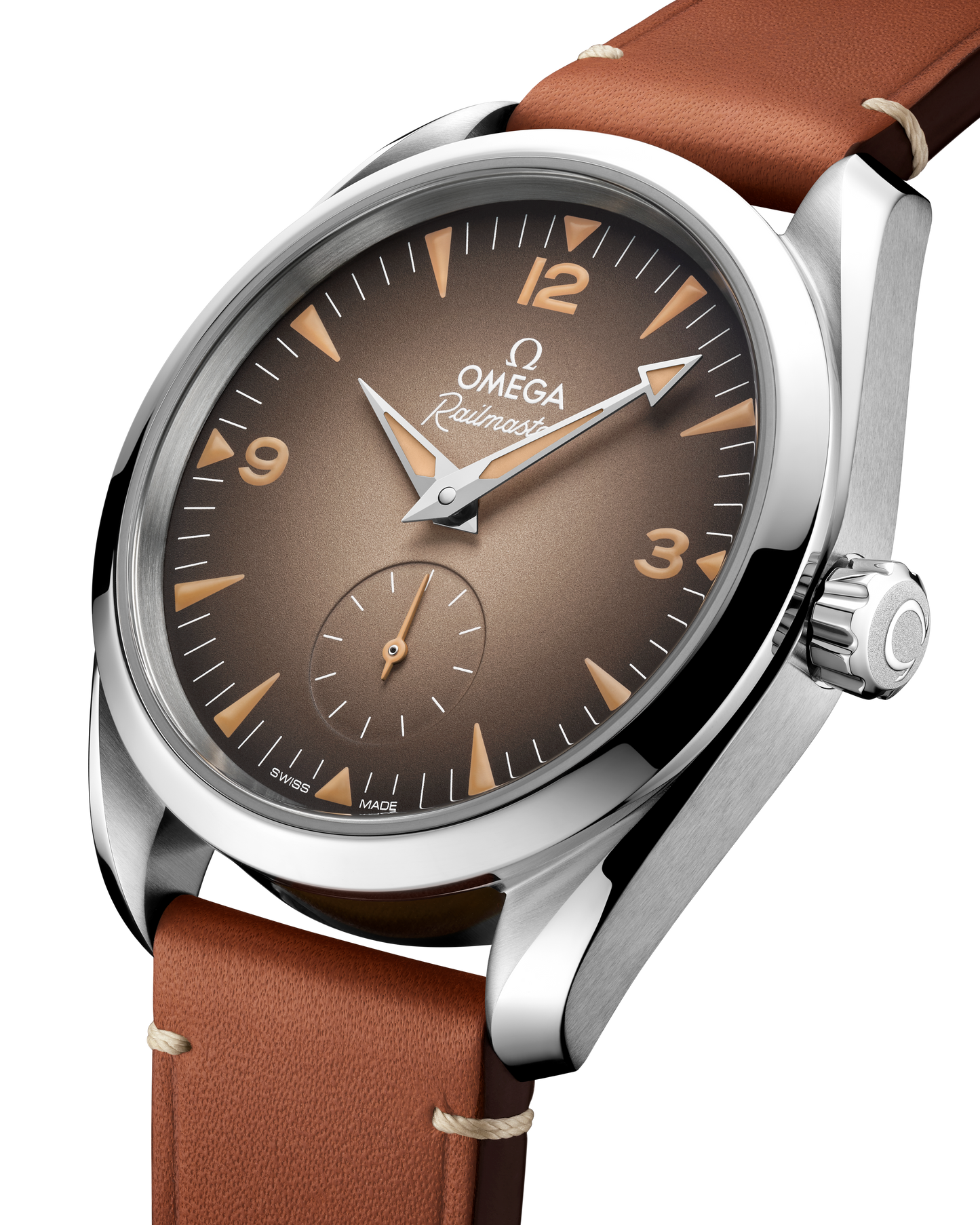 Seamaster Railmaster 38 mm, steel on leather strap