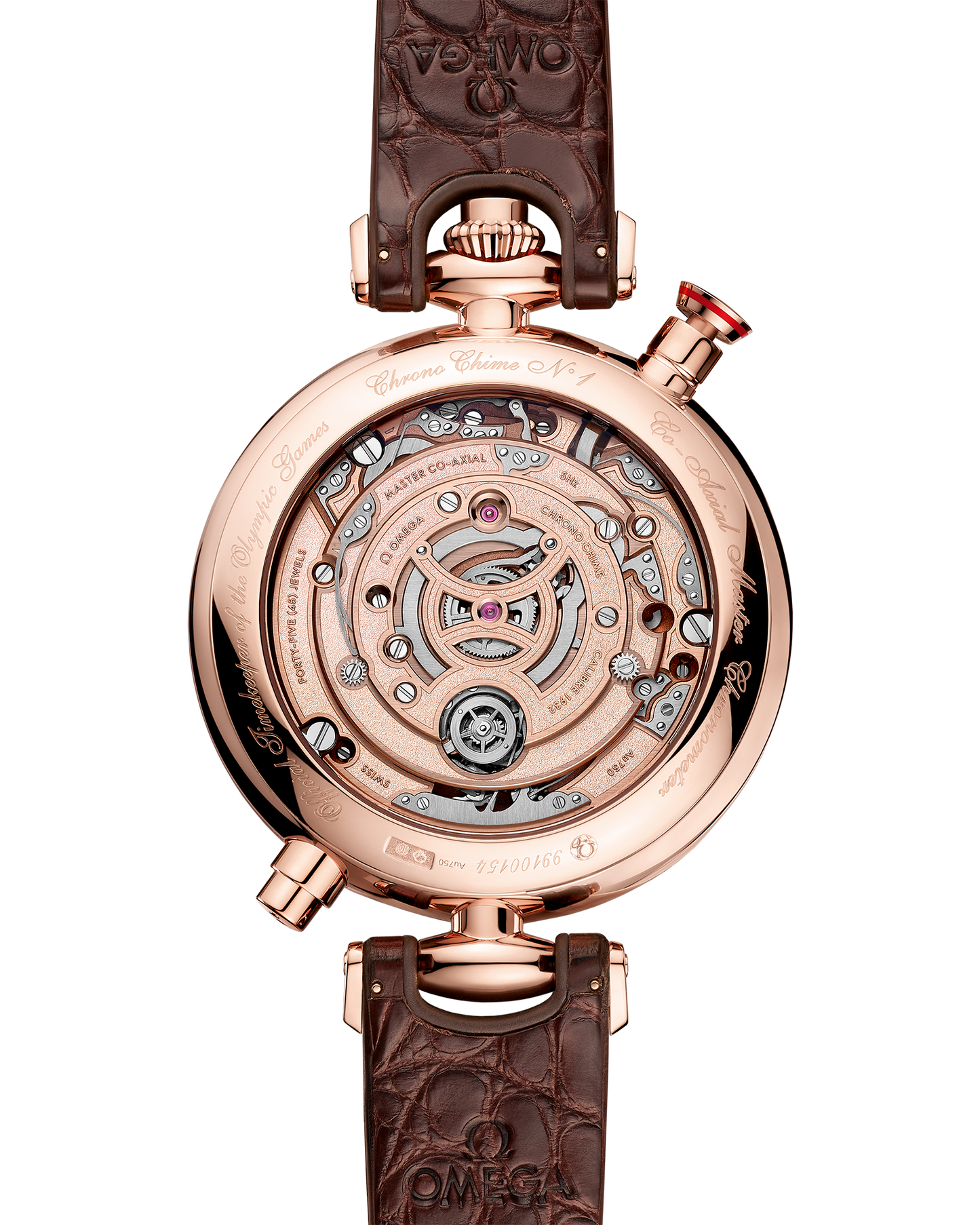 Specialities Olympic 1932 Chrono Chime 45 mm, Sedna™ gold on leather strap