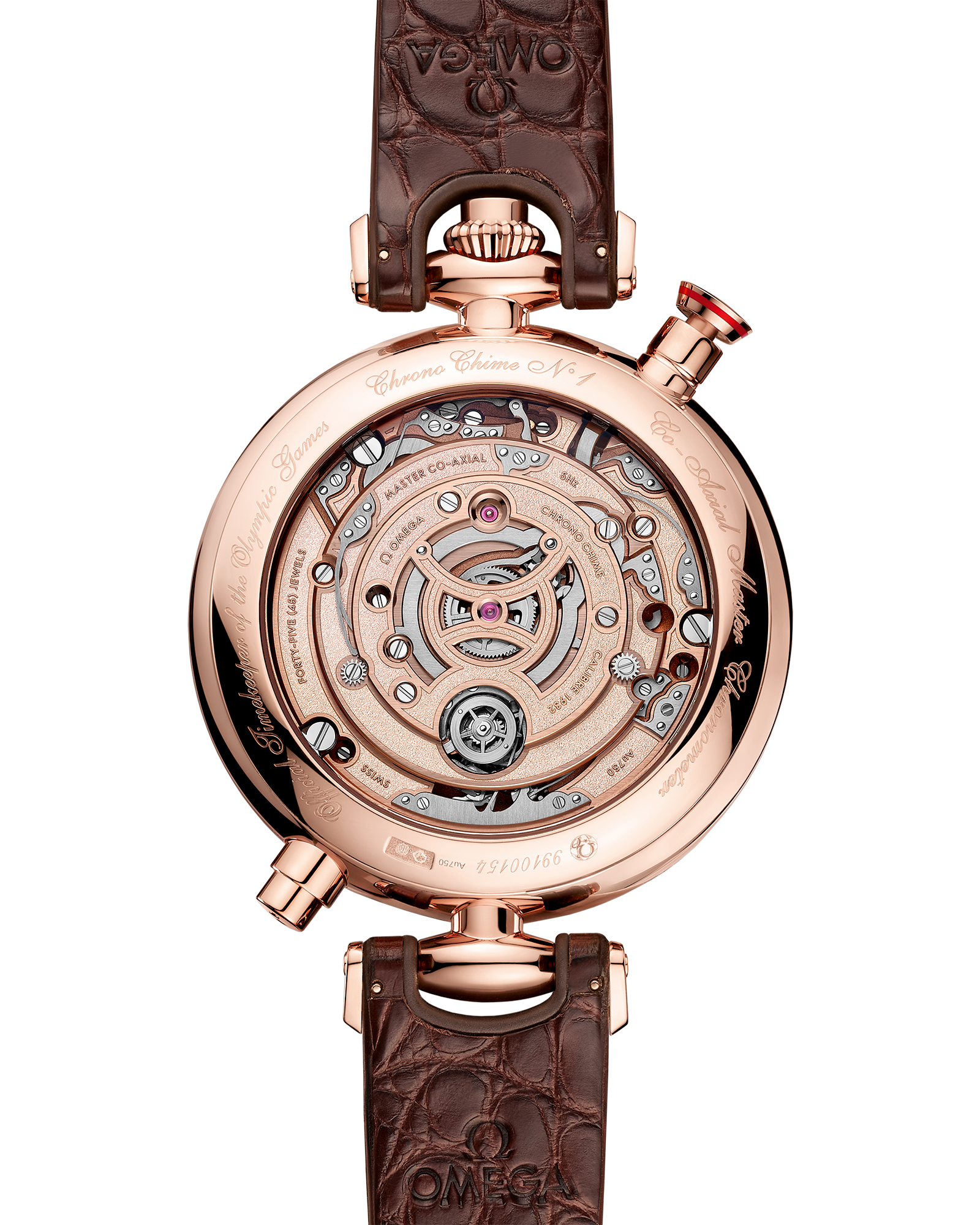 Specialities Olympic 1932 Chrono Chime 45 mm, Sedna™ gold on leather strap