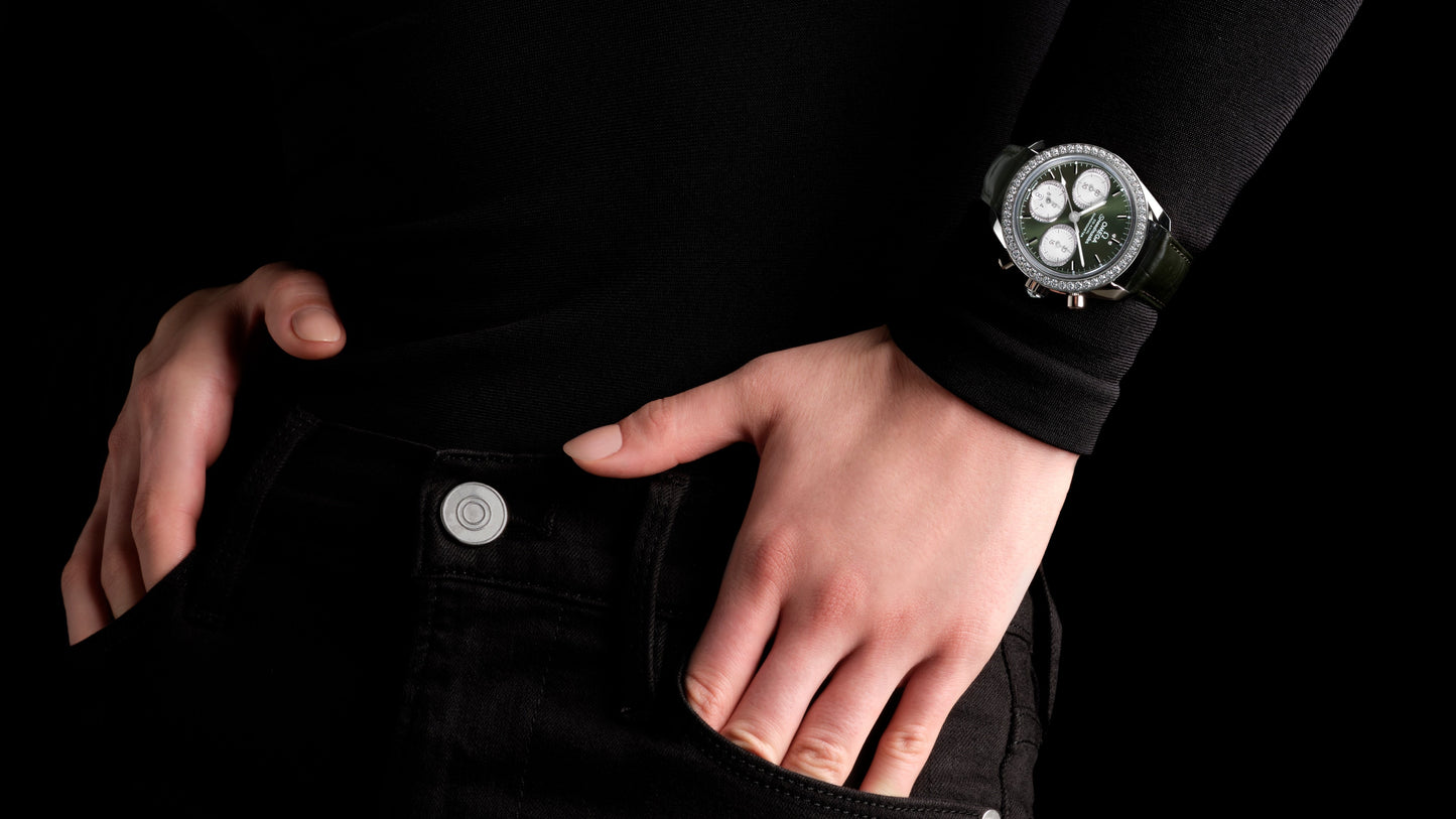 Speedmaster 38 38 mm, steel on alligator