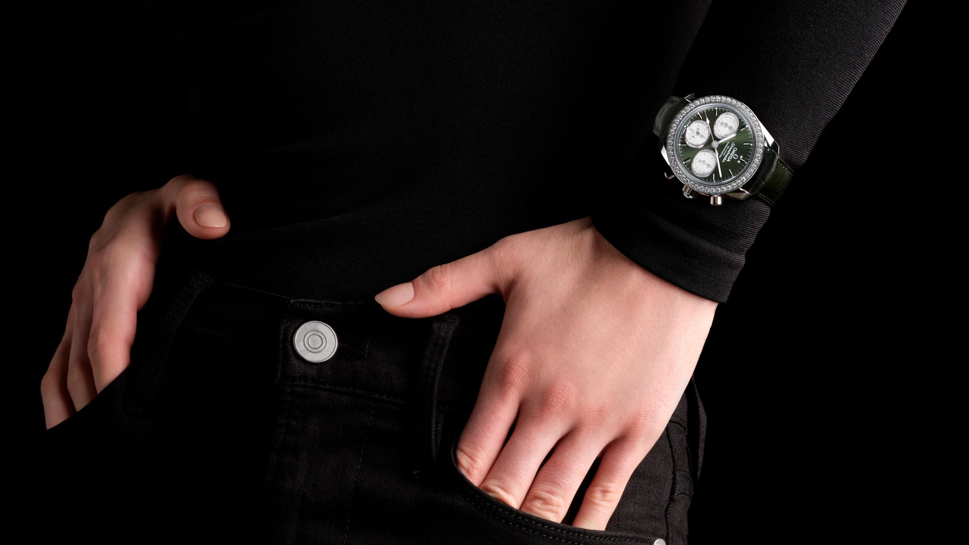 Speedmaster 38 38 mm, steel on alligator