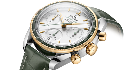 Speedmaster 38 38 mm, steel ‑ yellow gold on leather strap