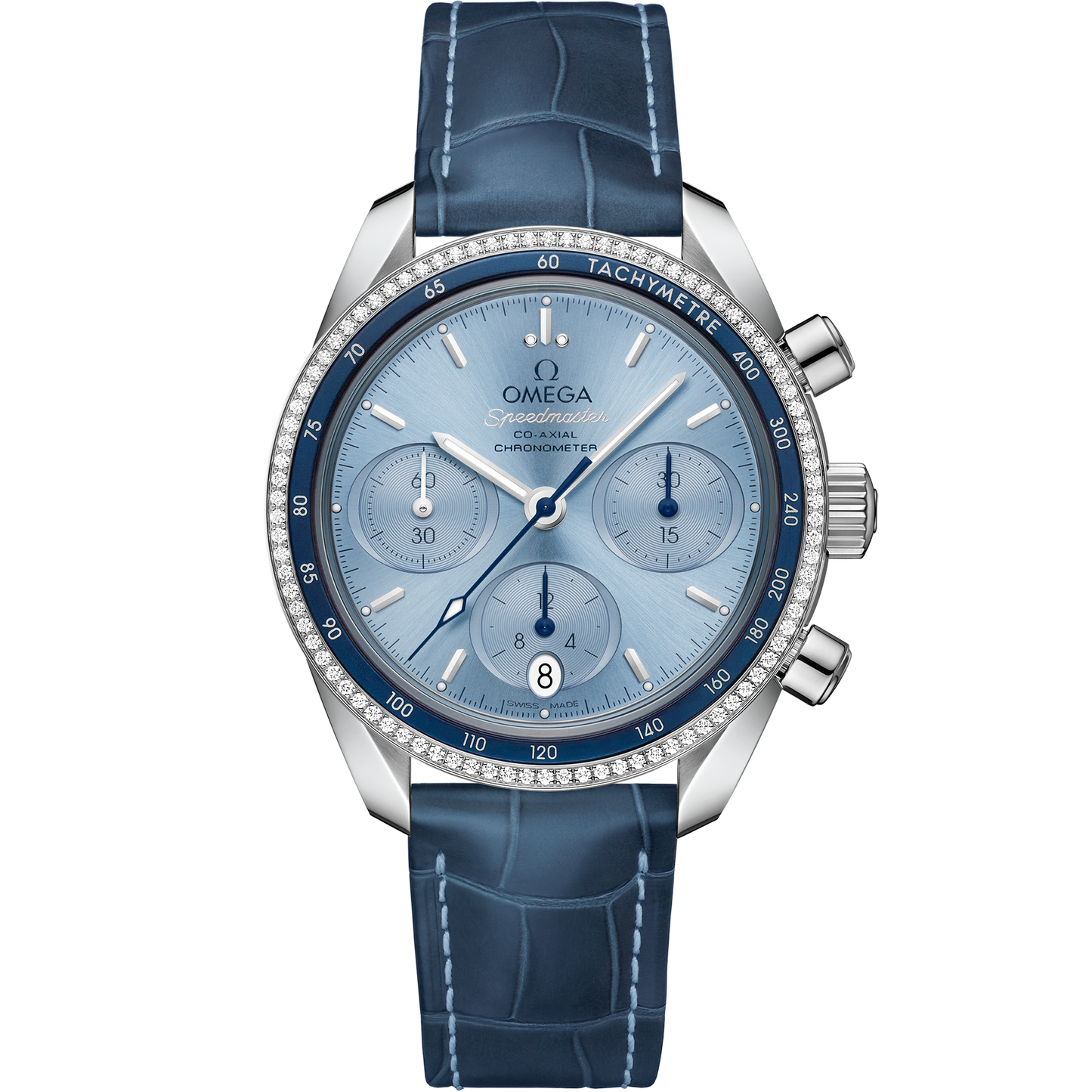 Speedmaster 38 38 mm, steel on leather strap