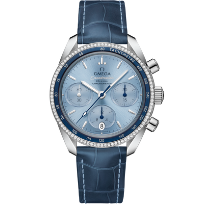 Speedmaster 38 38 mm, steel on leather strap