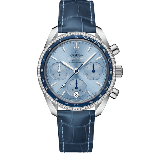 Speedmaster 38 38 mm, steel on leather strap