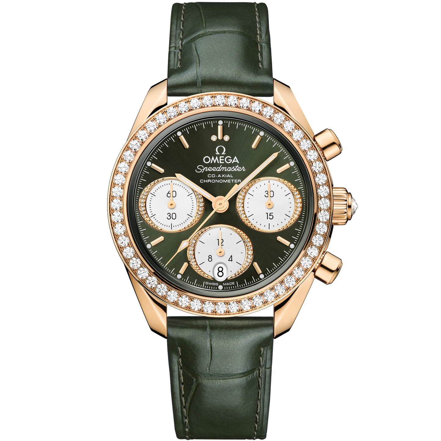 Speedmaster 38 38 mm, Moonshine™ gold on alligator