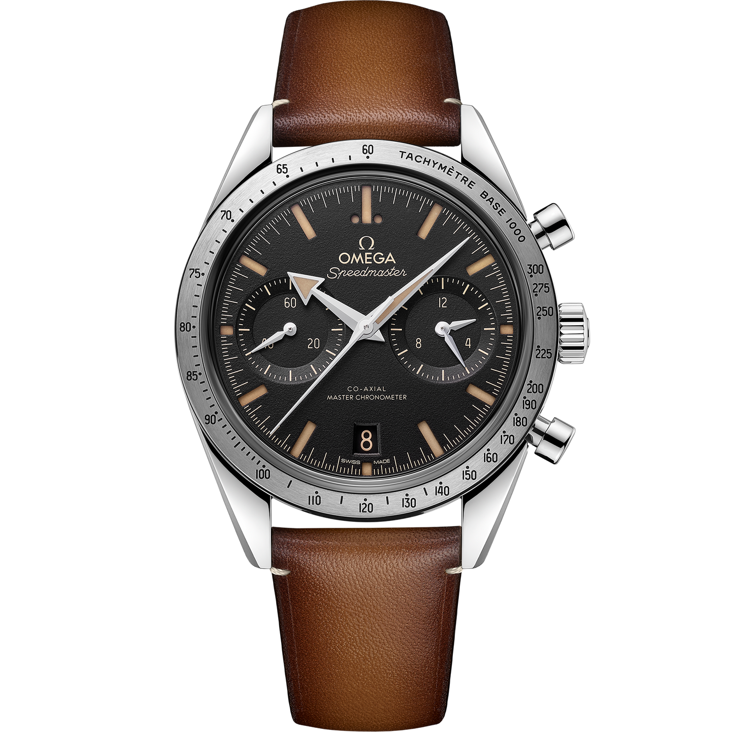 Speedmaster '57 40.5 mm, steel on leather strap