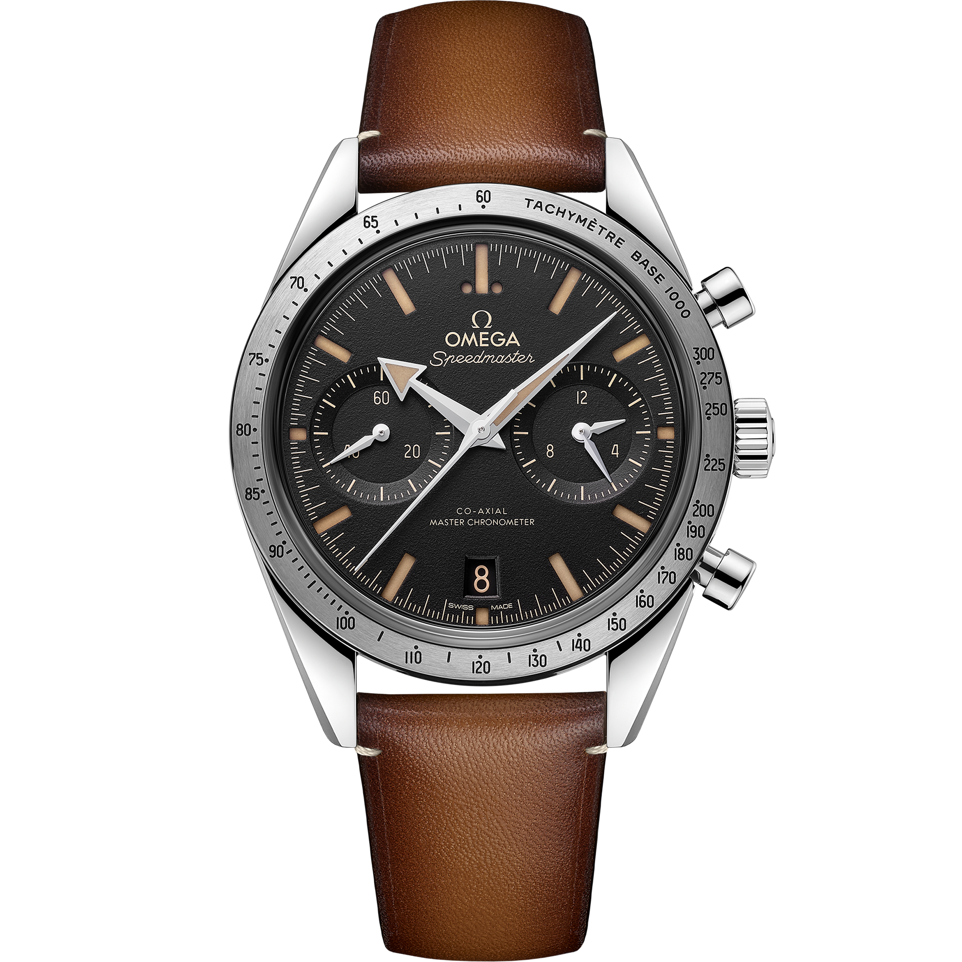 Speedmaster '57 40.5 mm, steel on leather strap