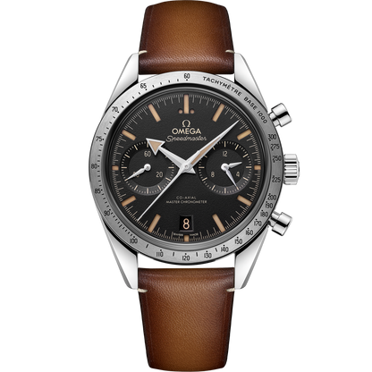 Speedmaster '57 40.5 mm, steel on leather strap