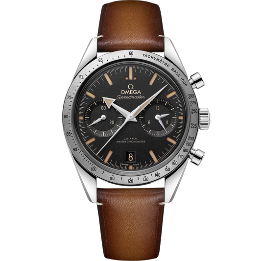 Speedmaster '57 40.5 mm, steel on leather strap