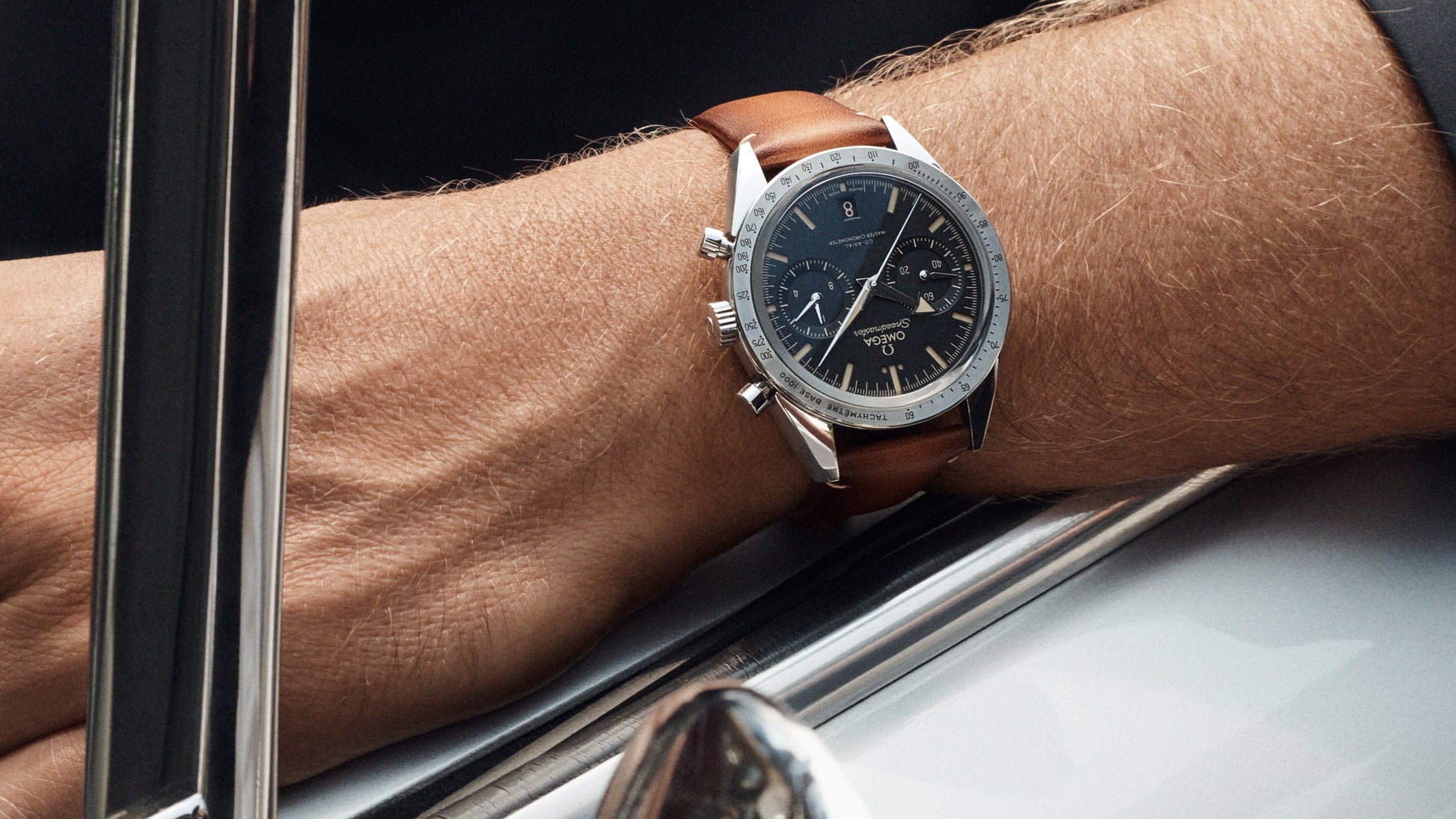 Speedmaster '57 40.5 mm, steel on leather strap