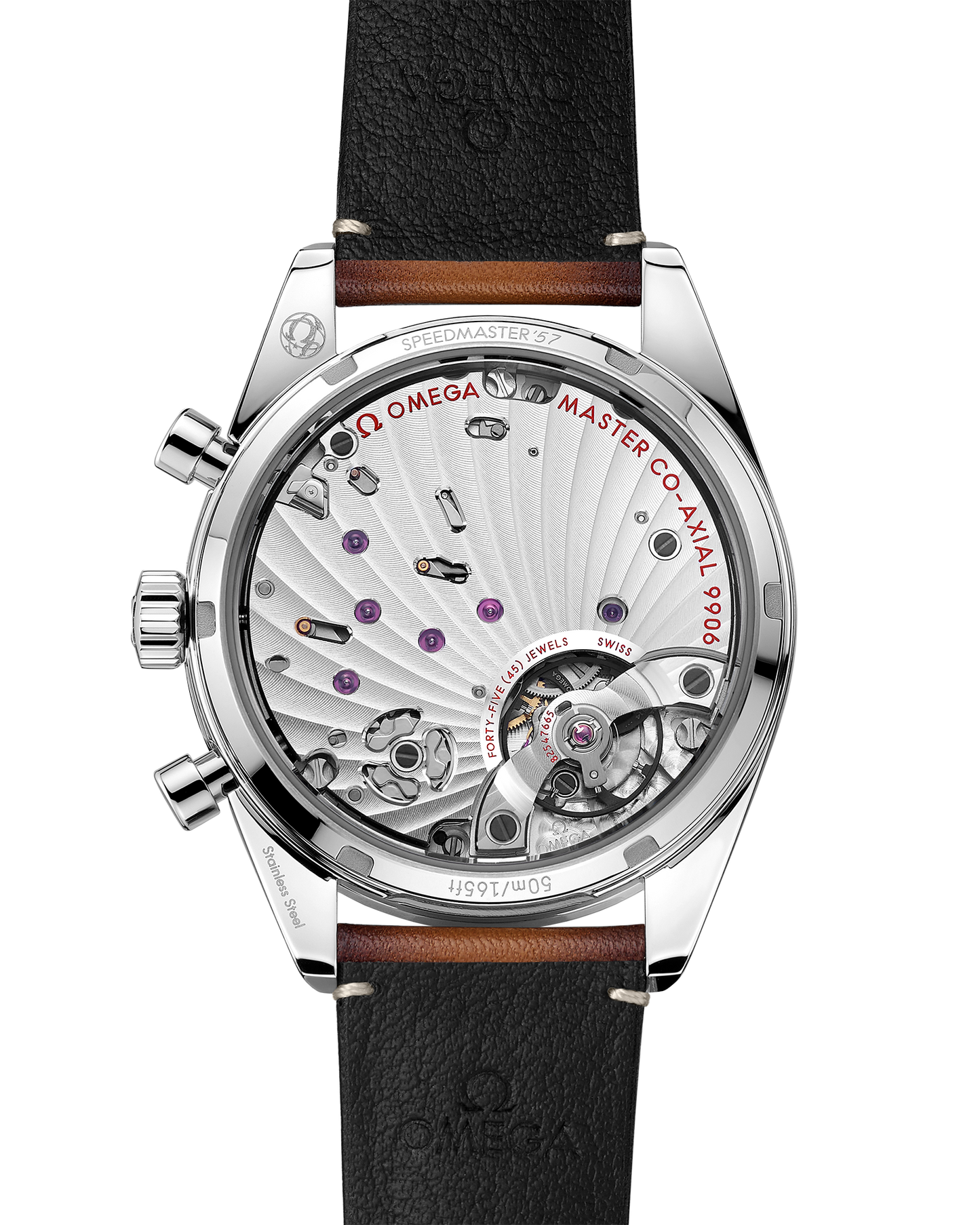 Speedmaster '57 40.5 mm, steel on leather strap