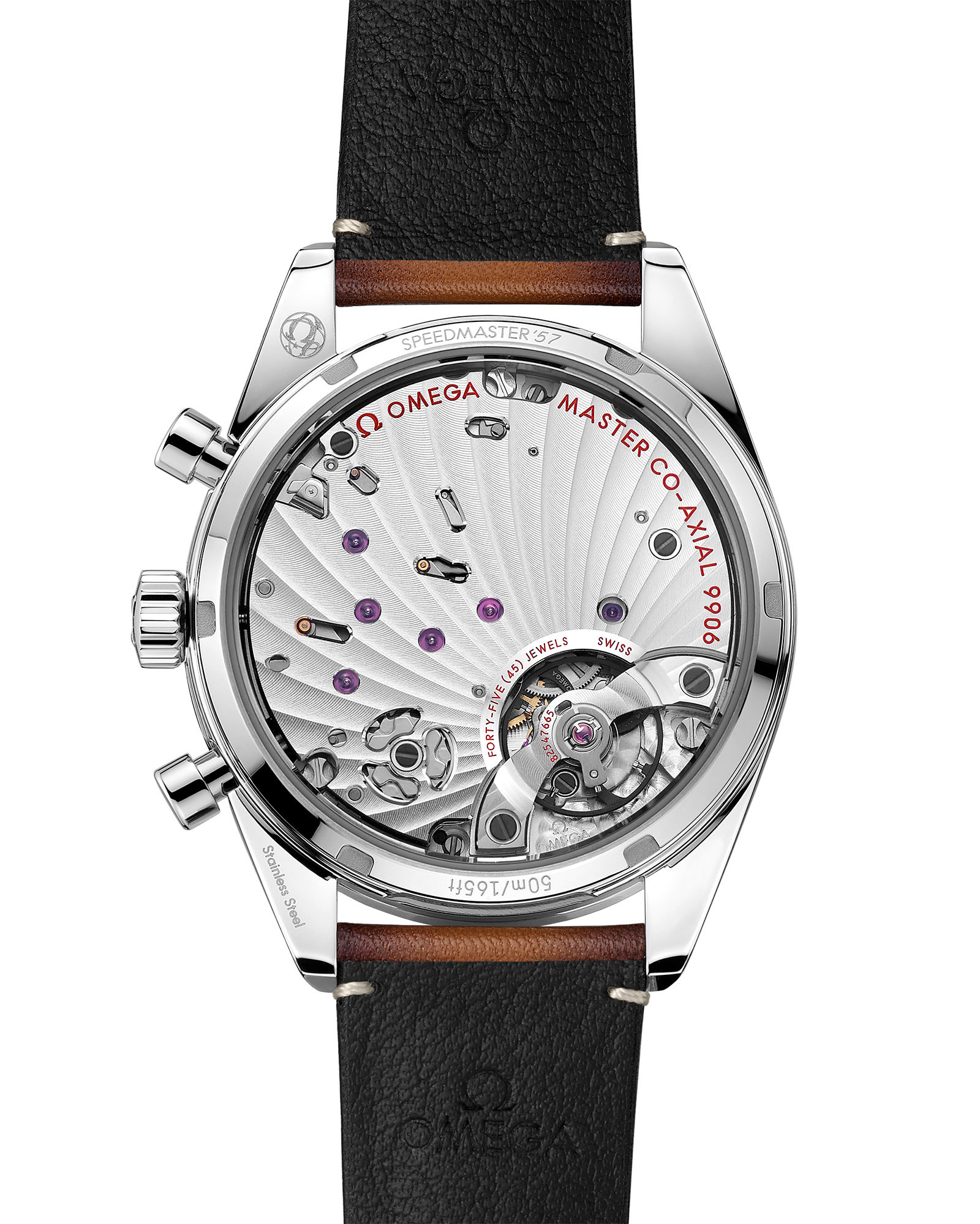Speedmaster '57 40.5 mm, steel on leather strap