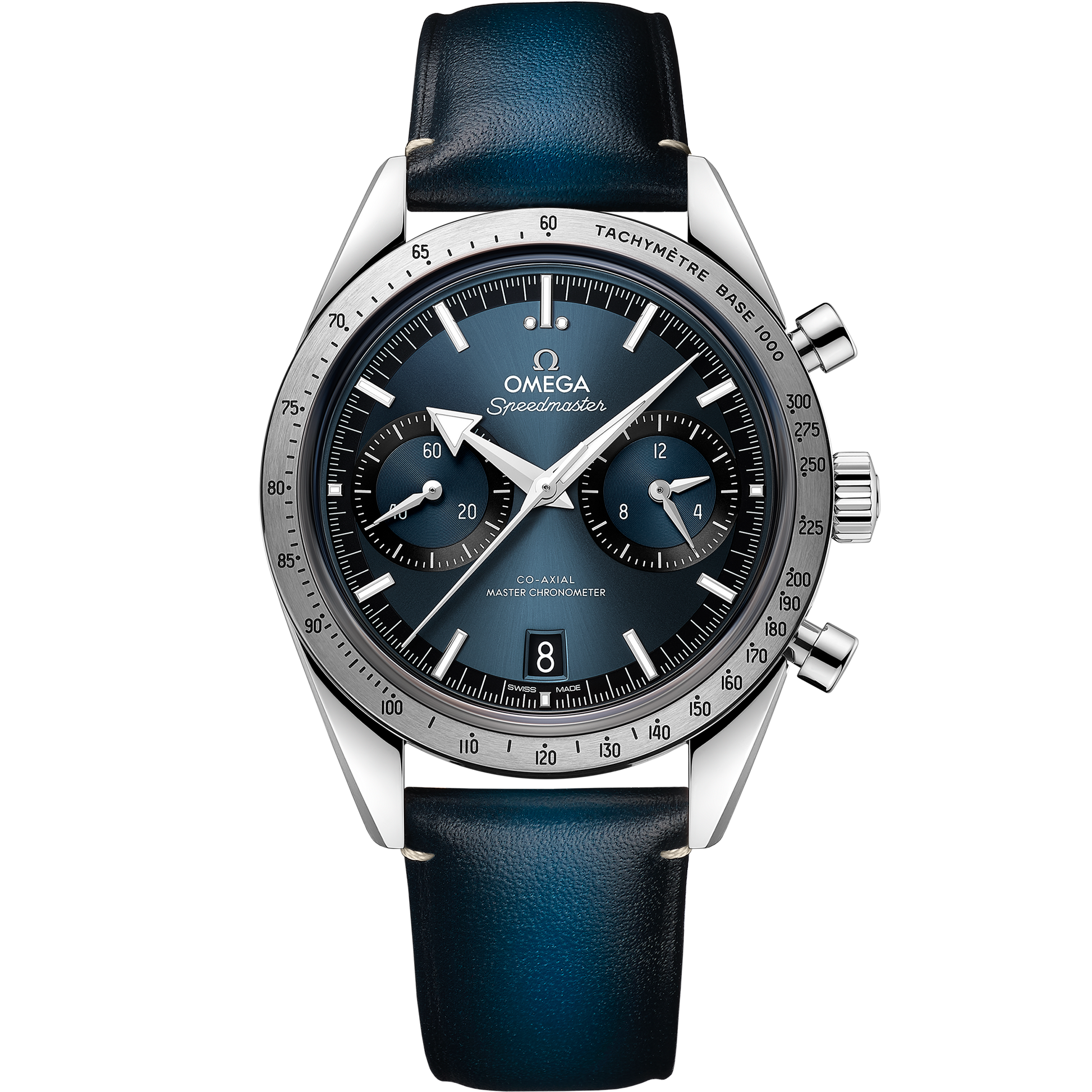 Speedmaster '57 40.5 mm, steel on leather strap