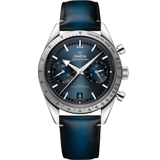 Speedmaster '57 40.5 mm, steel on leather strap