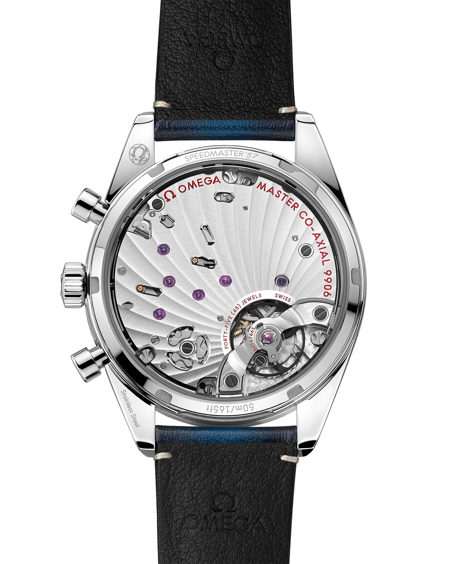 Speedmaster '57 40.5 mm, steel on leather strap