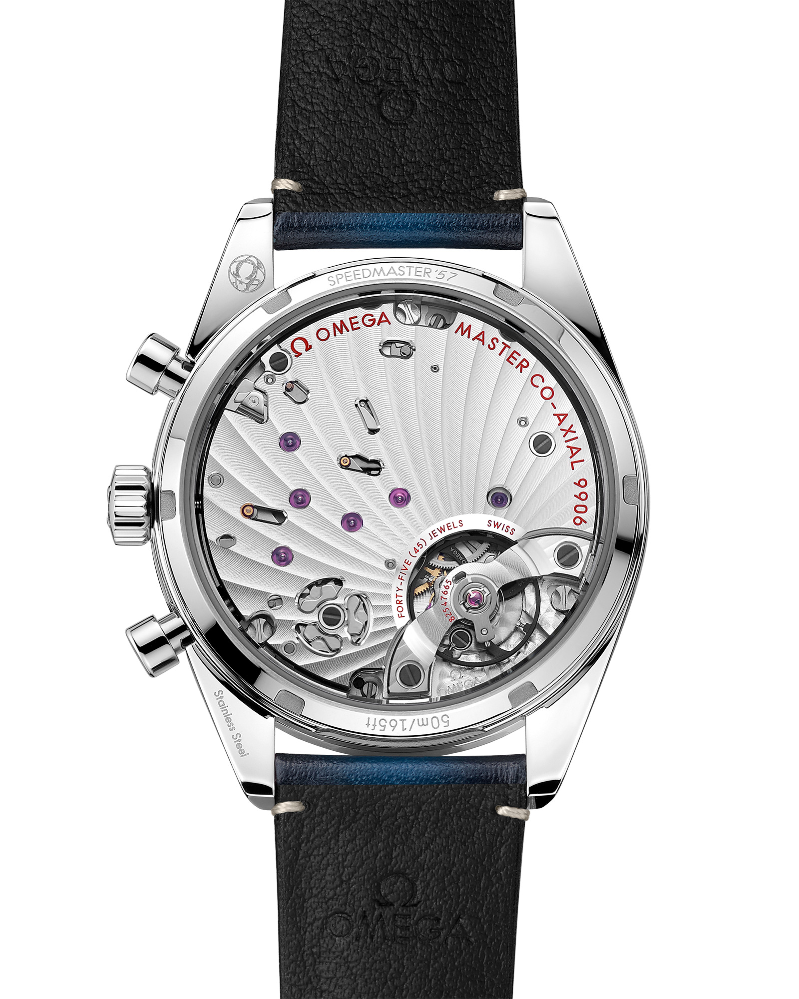 Speedmaster '57 40.5 mm, steel on leather strap
