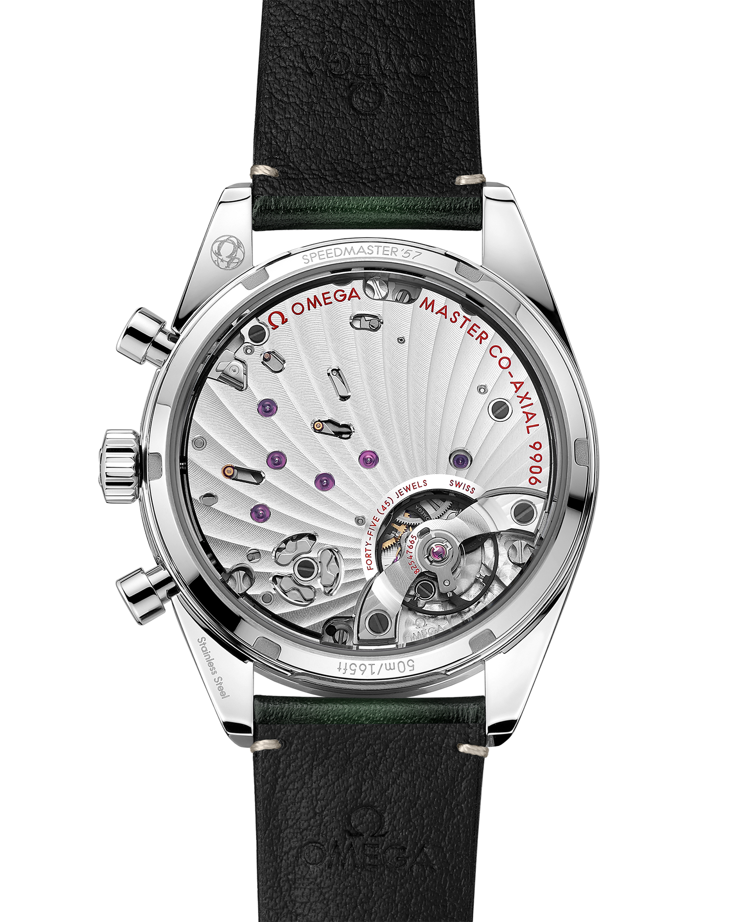 Speedmaster '57 40.5 mm, steel on leather strap