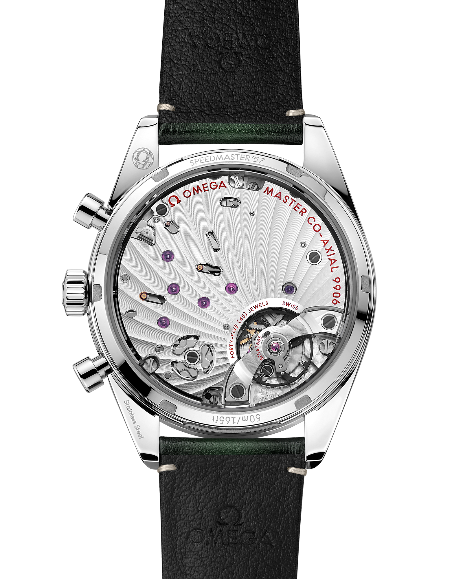Speedmaster '57 40.5 mm, steel on leather strap