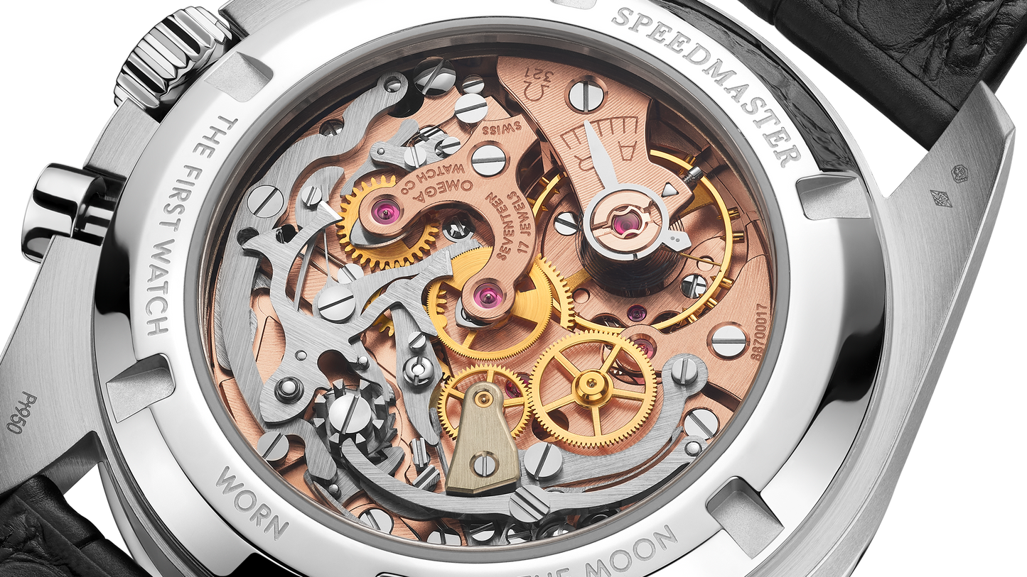 Speedmaster Calibre 321 42 mm, platinum on leather strap