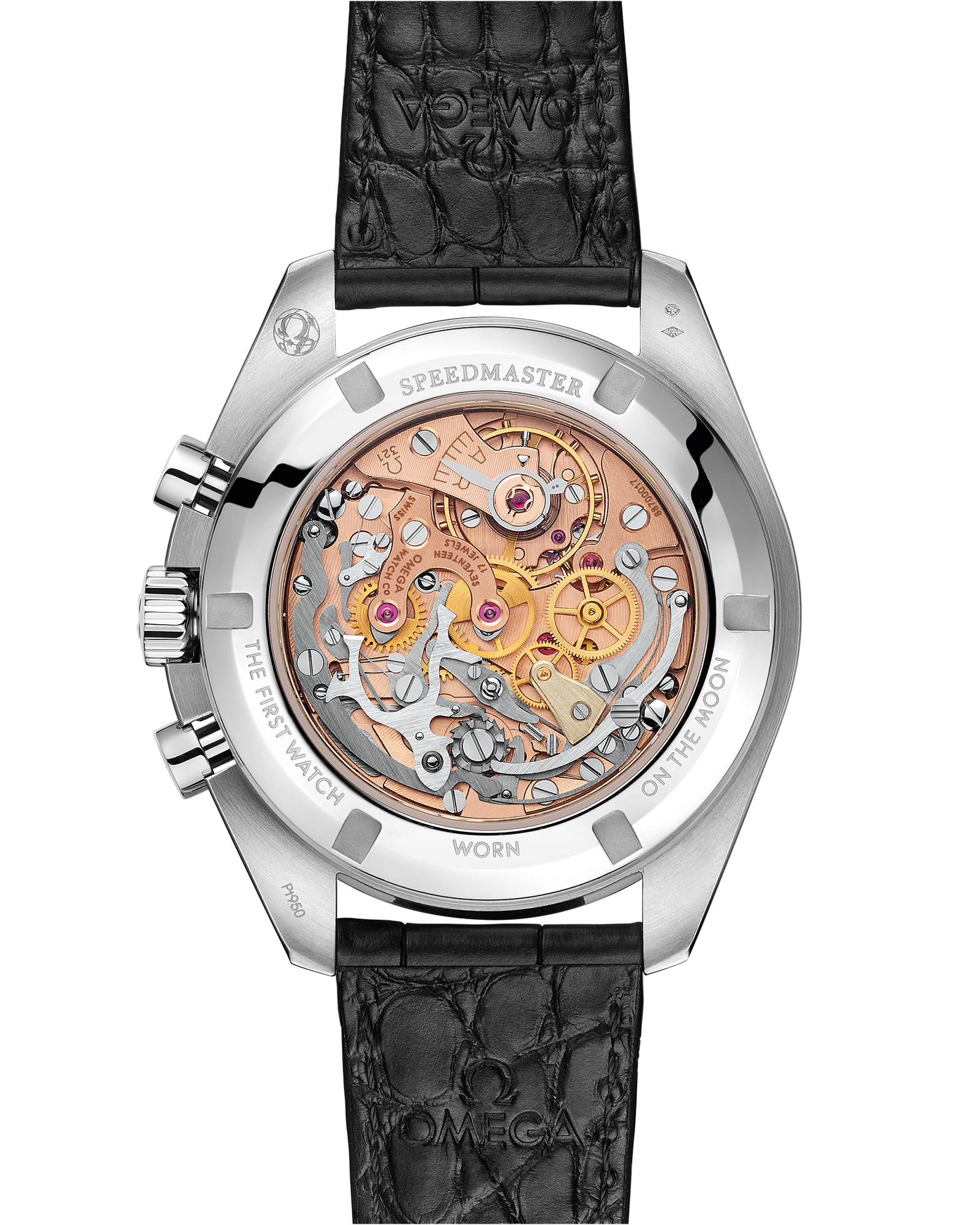 Speedmaster Calibre 321 42 mm, platinum on leather strap