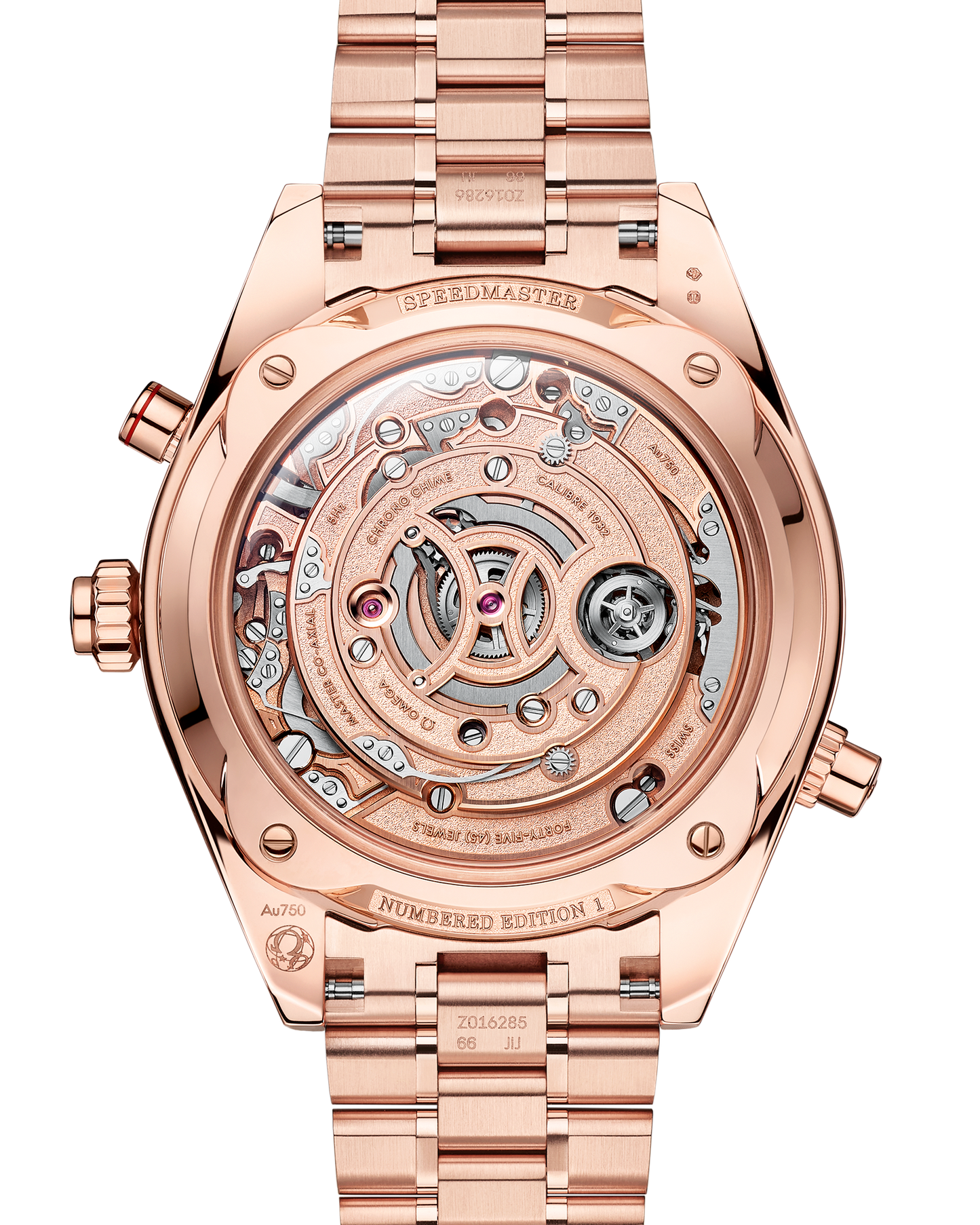 Speedmaster Chrono Chime 45 mm, Sedna™ gold on Sedna™ gold