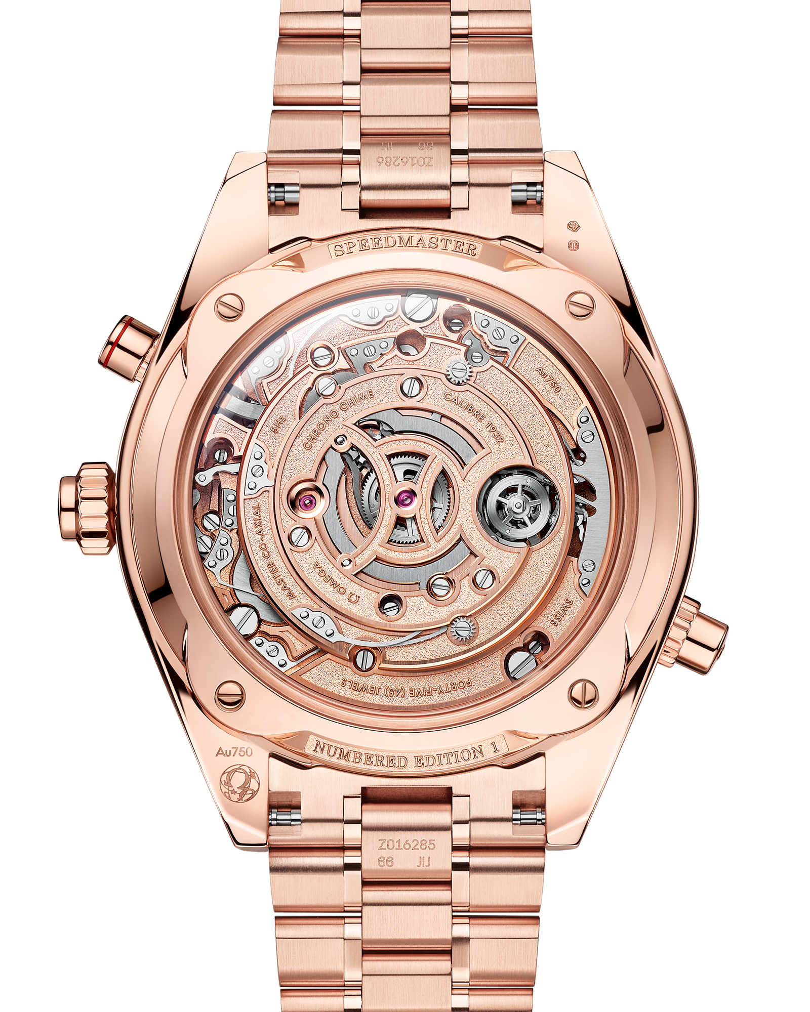 Speedmaster Chrono Chime 45 mm, Sedna™ gold on Sedna™ gold