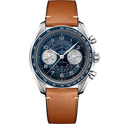 Speedmaster Chronoscope 43 mm, steel on leather strap