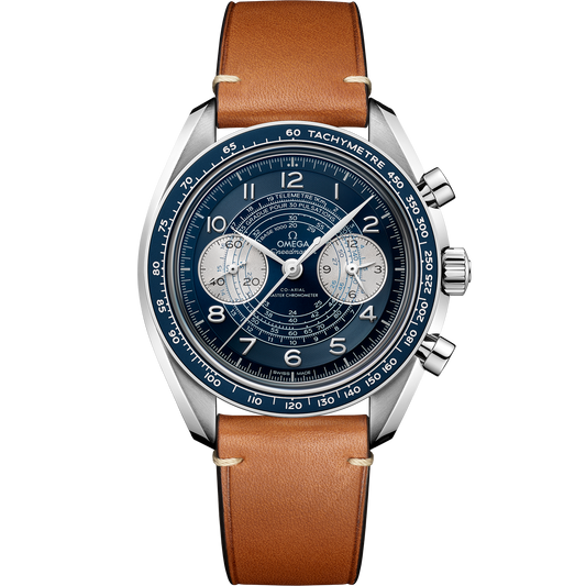 Speedmaster Chronoscope 43 mm, steel on leather strap