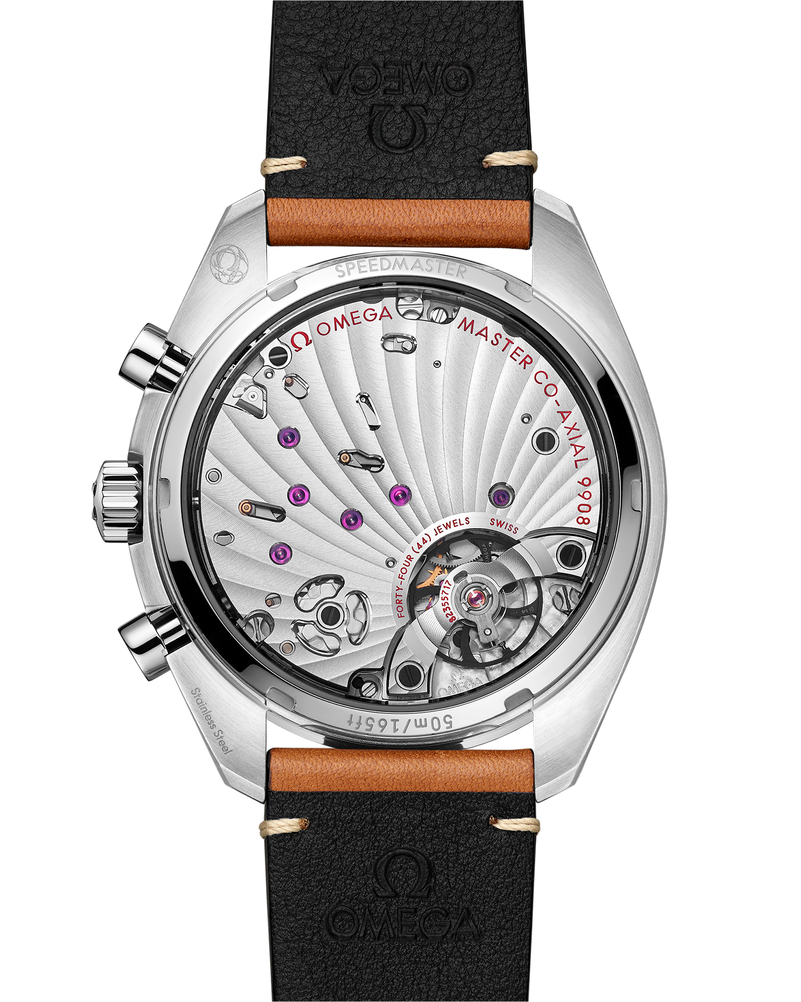 Speedmaster Chronoscope 43 mm, steel on leather strap