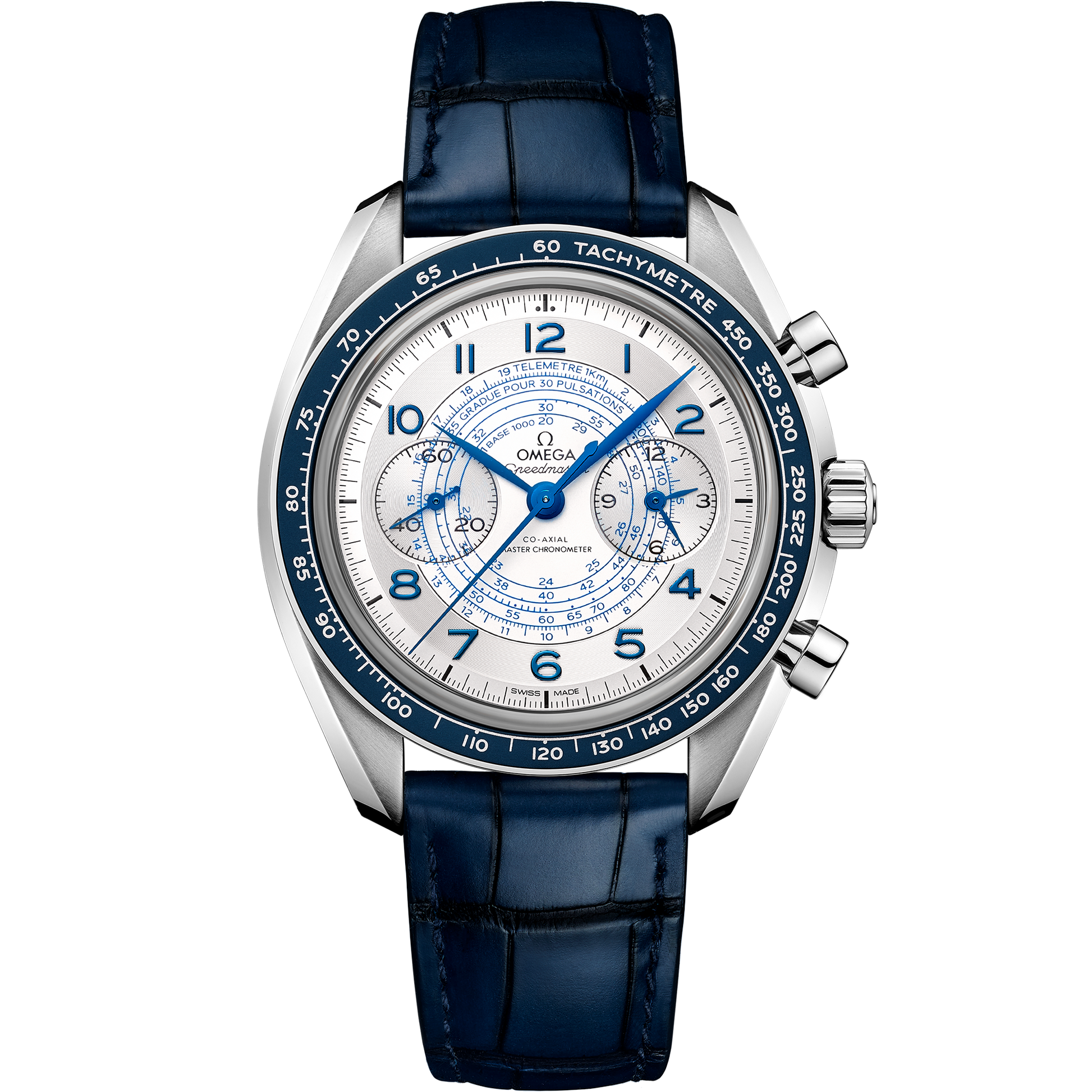 Speedmaster Chronoscope 43 mm, steel on leather strap