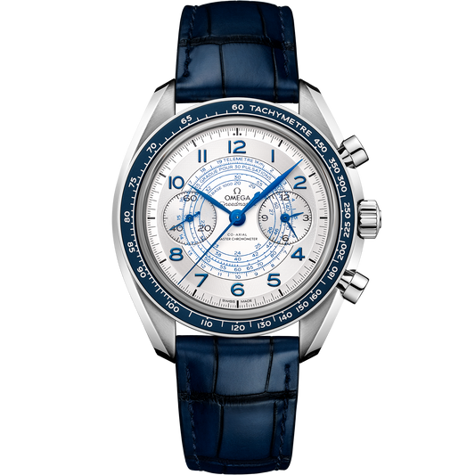 Speedmaster Chronoscope 43 mm, steel on leather strap