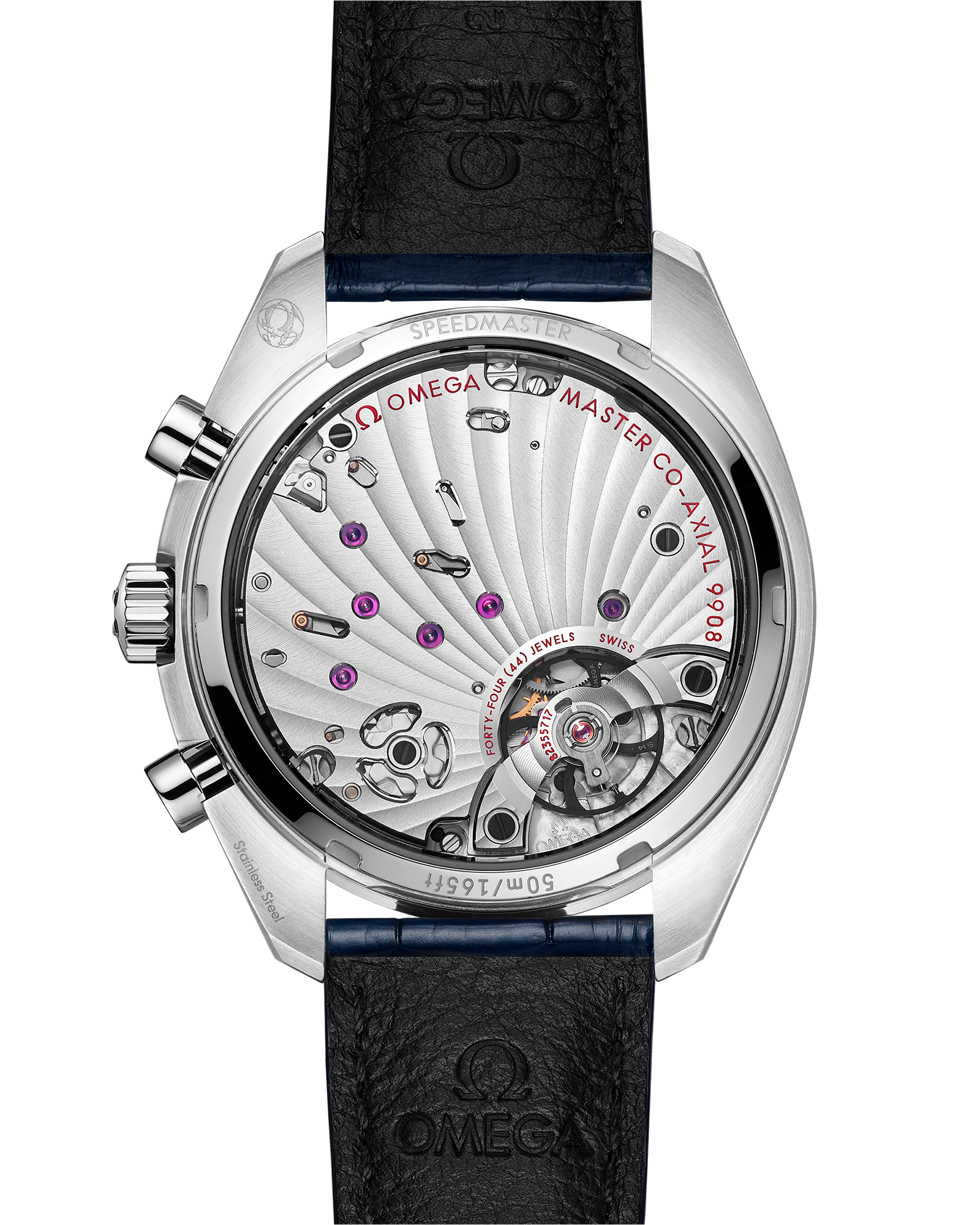 Speedmaster Chronoscope 43 mm, steel on leather strap