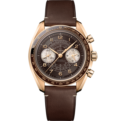 Speedmaster Chronoscope 43 mm, Bronze gold on leather strap