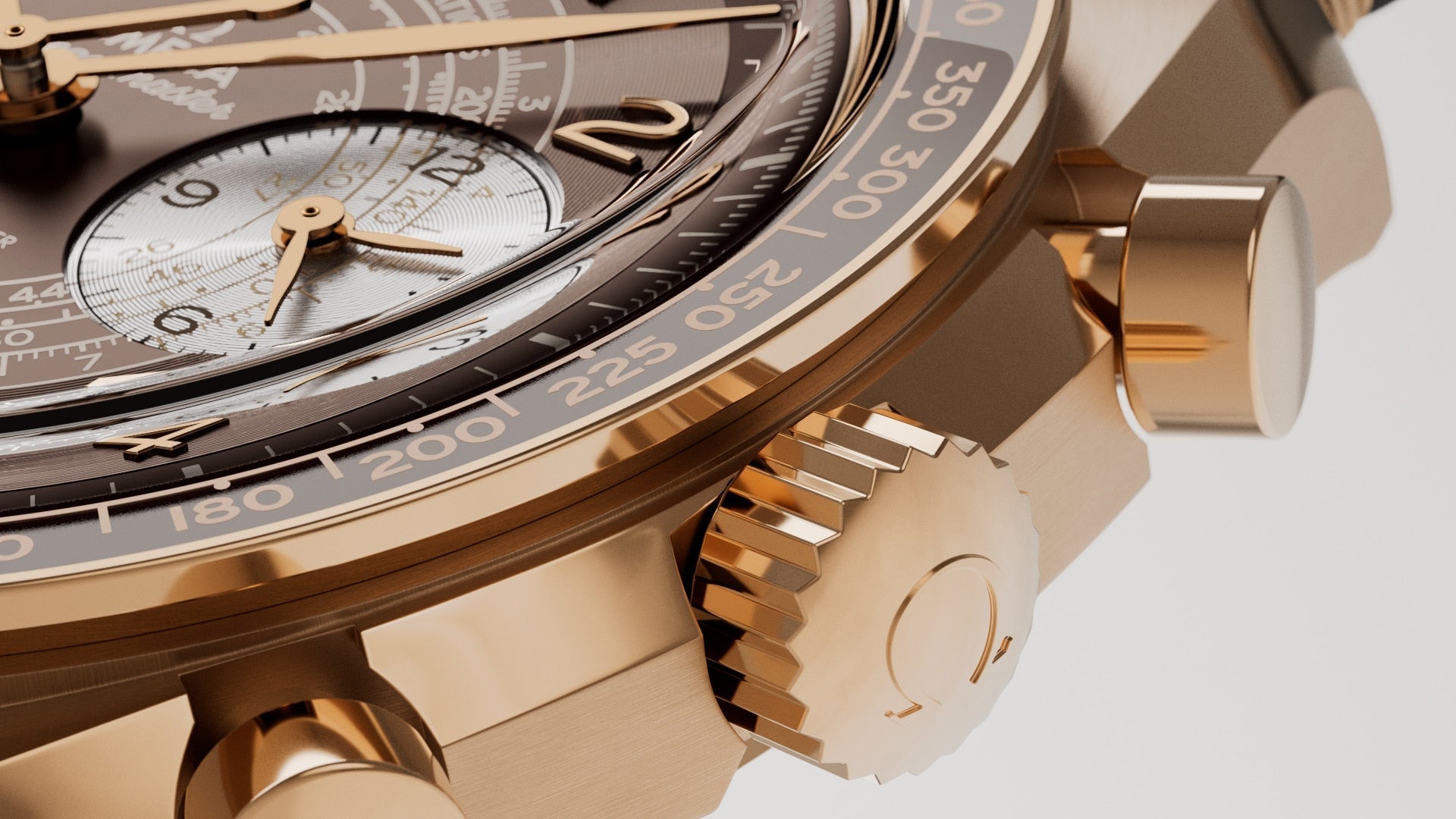 Speedmaster Chronoscope 43 mm, Bronze gold on leather strap