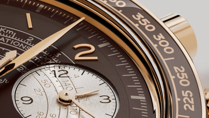 Speedmaster Chronoscope 43 mm, Bronze gold on leather strap