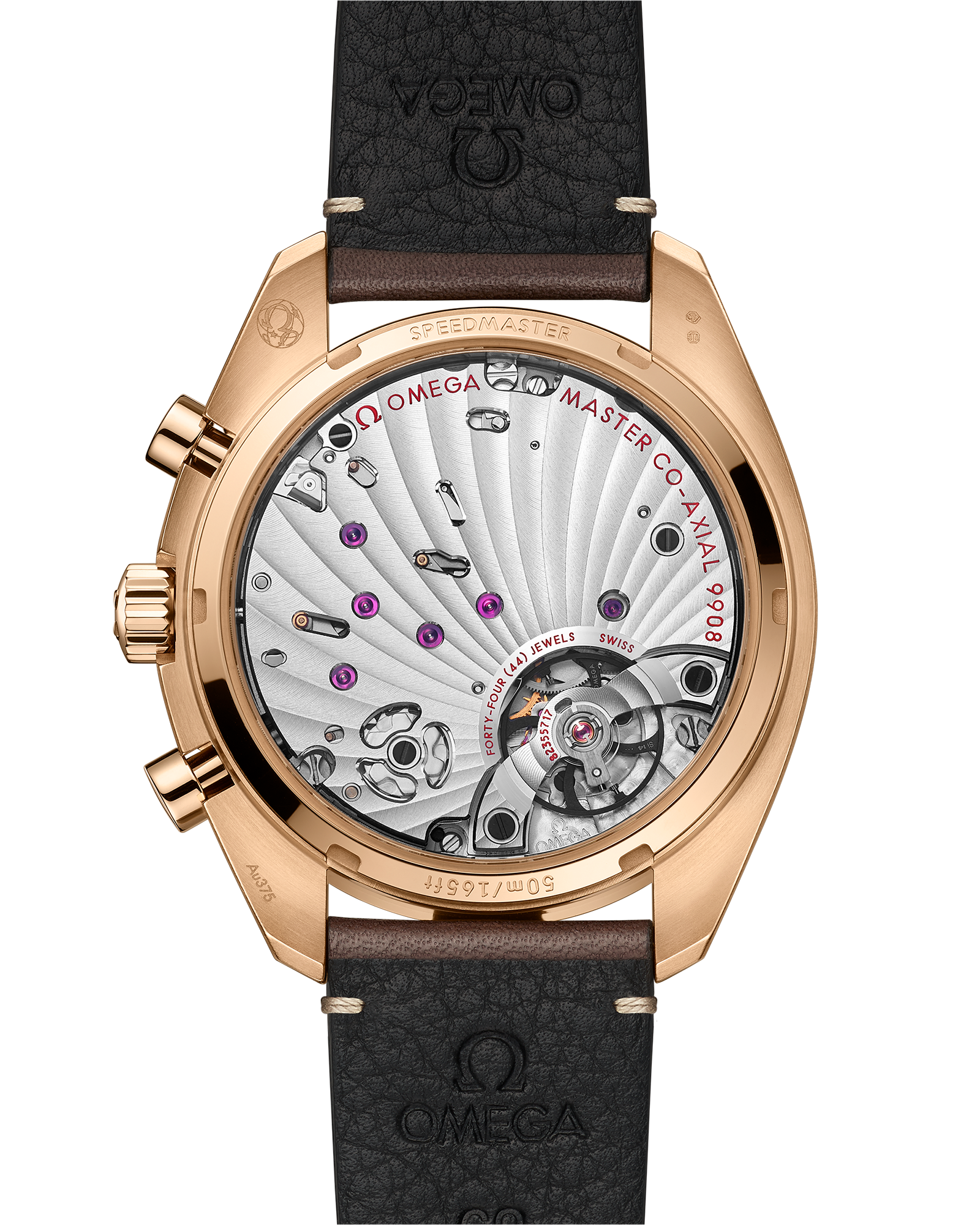 Speedmaster Chronoscope 43 mm, Bronze gold on leather strap