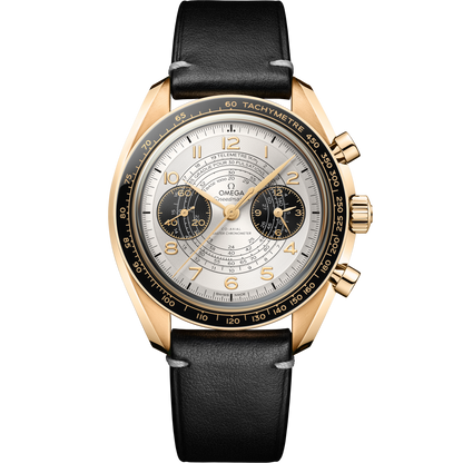 Speedmaster Chronoscope 43 mm, Moonshine™ gold on leather strap