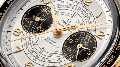 Speedmaster Chronoscope 43 mm, Moonshine™ gold on leather strap
