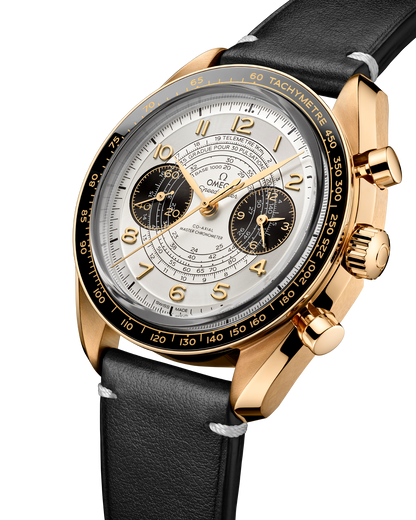 Speedmaster Chronoscope 43 mm, Moonshine™ gold on leather strap