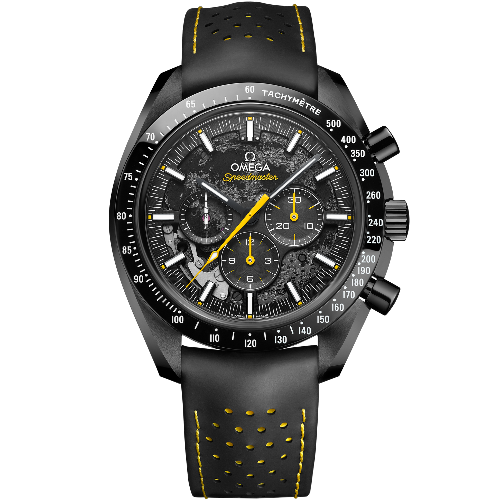 Speedmaster Dark Side of the Moon 44.25 mm, black ceramic on rubber strap
