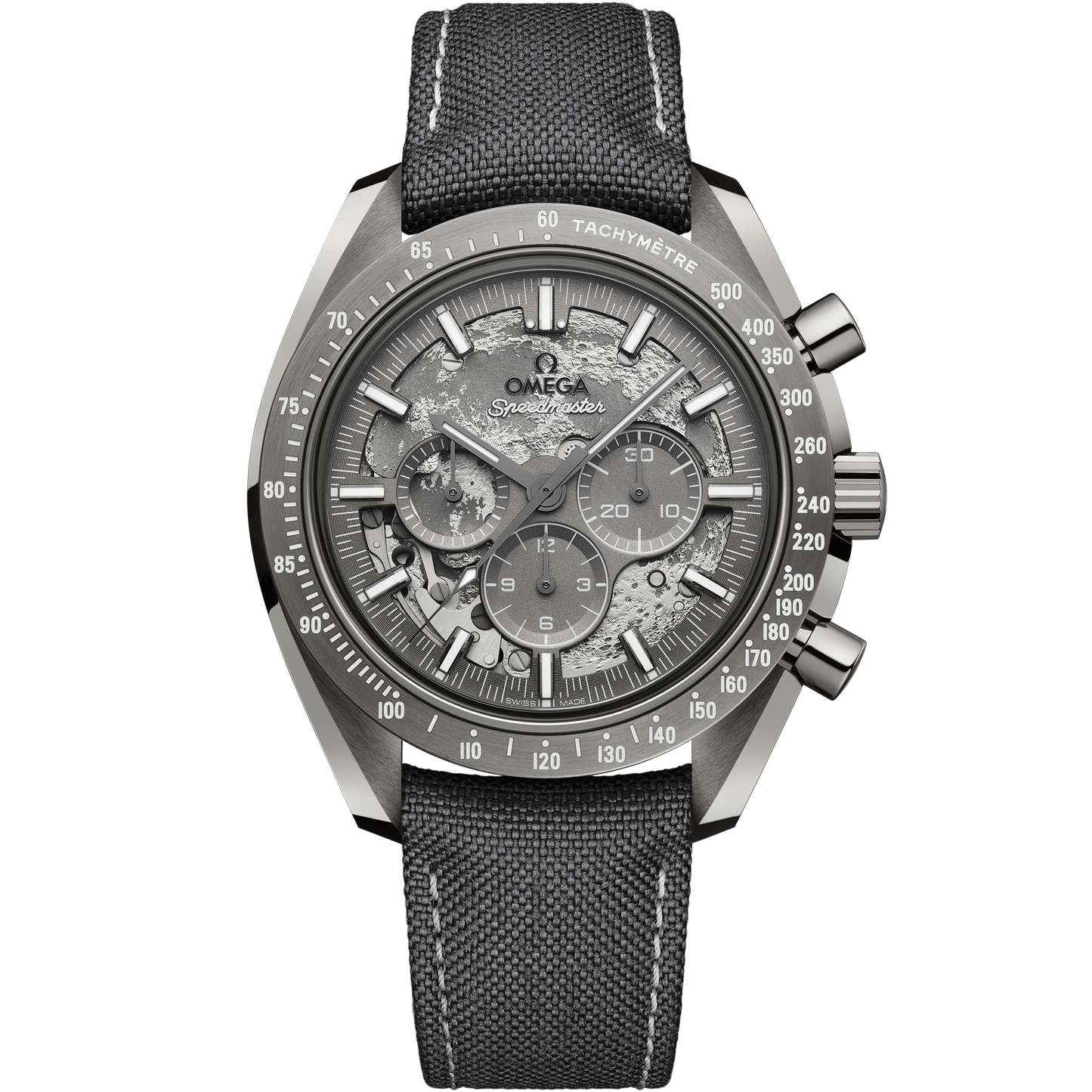 Speedmaster Dark Side of the Moon 44.25 mm, grey ceramic on coated nylon fabric strap