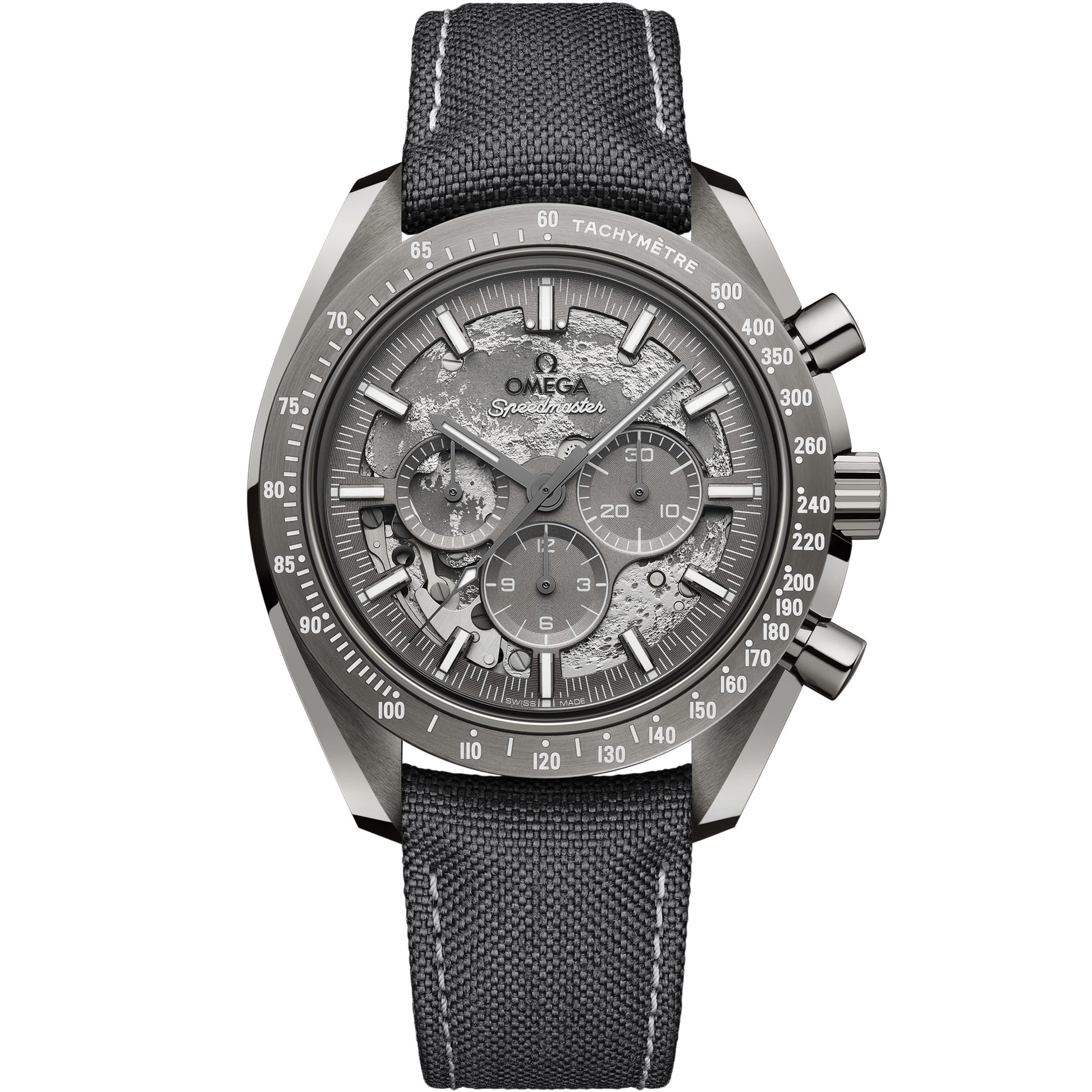 Speedmaster Dark Side of the Moon 44.25 mm, grey ceramic on coated nylon fabric strap