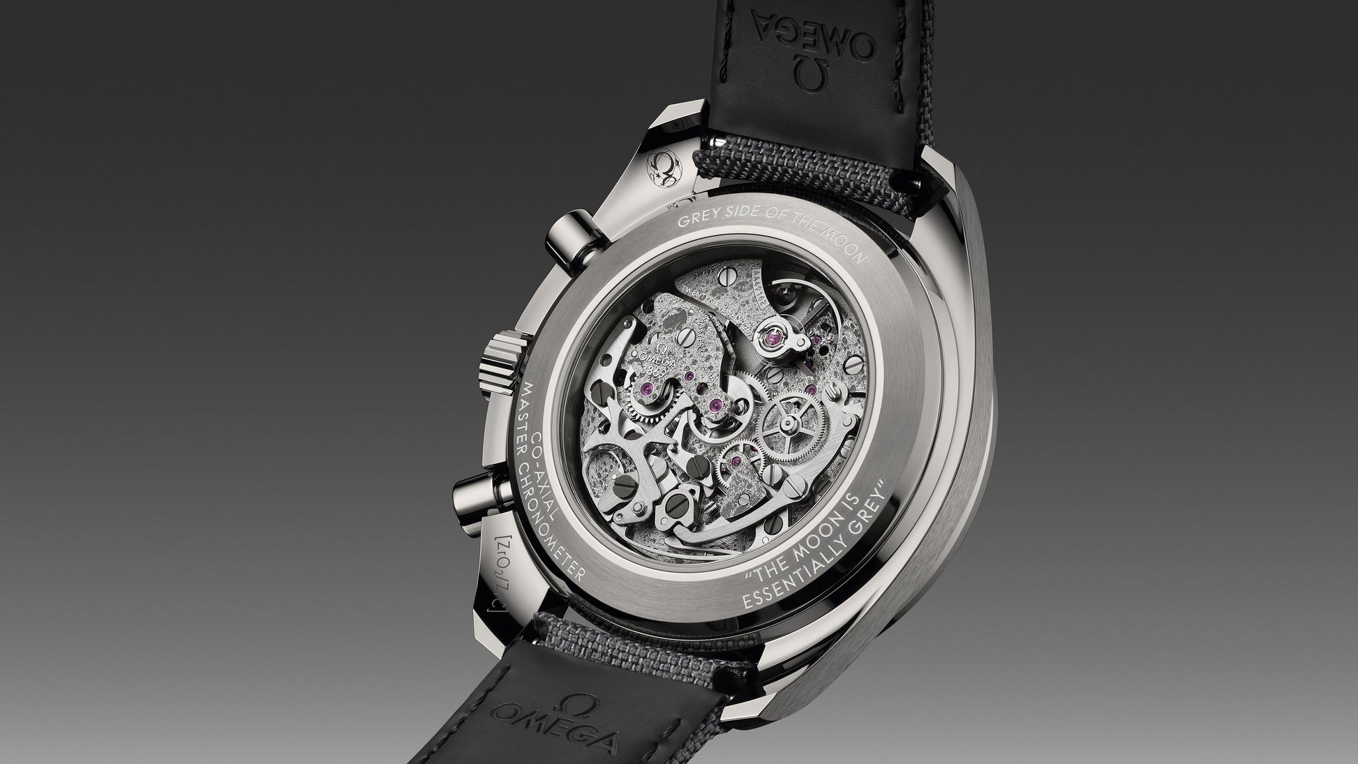 Speedmaster Dark Side of the Moon 44.25 mm, grey ceramic on coated nylon fabric strap