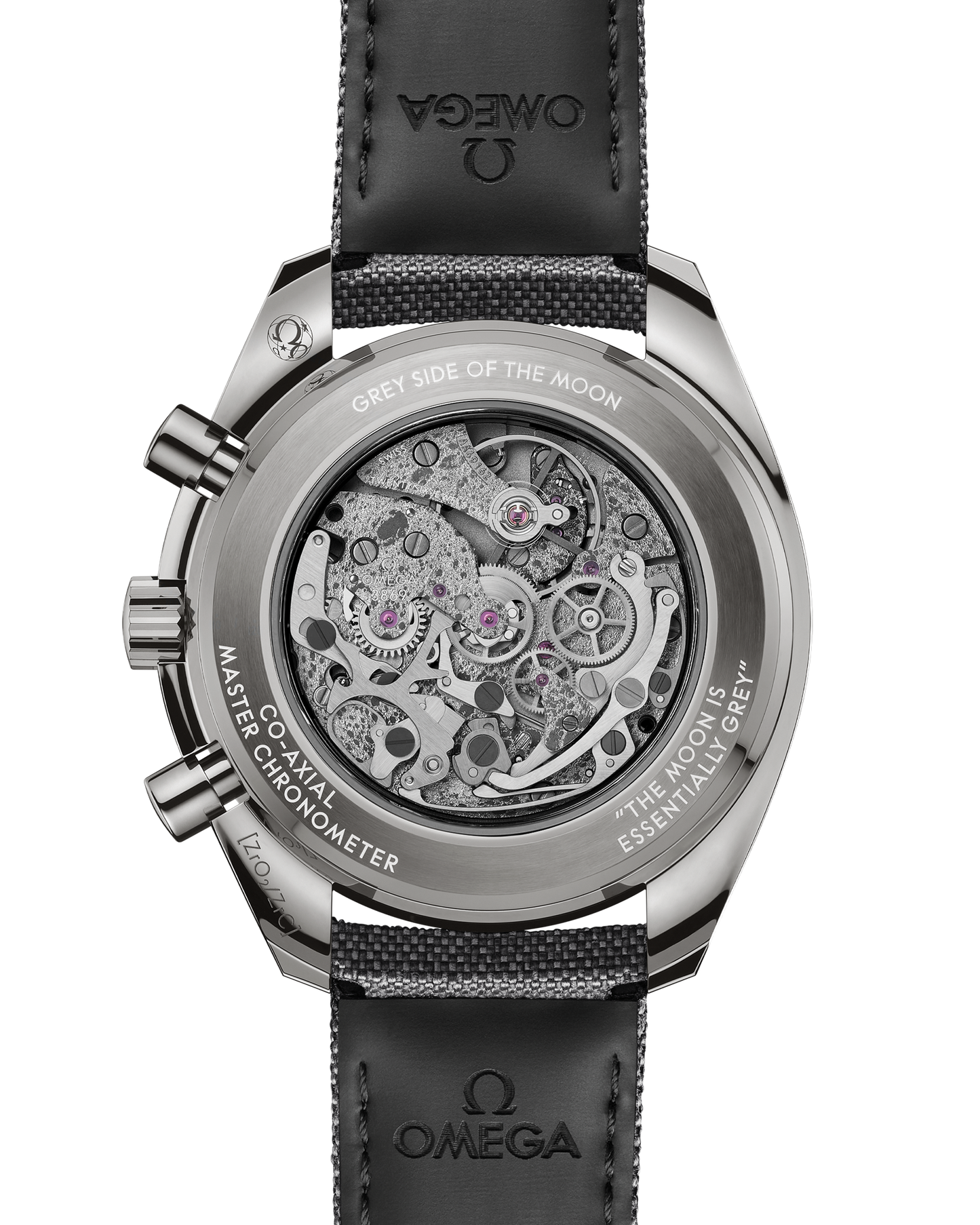 Speedmaster Dark Side of the Moon 44.25 mm, grey ceramic on coated nylon fabric strap