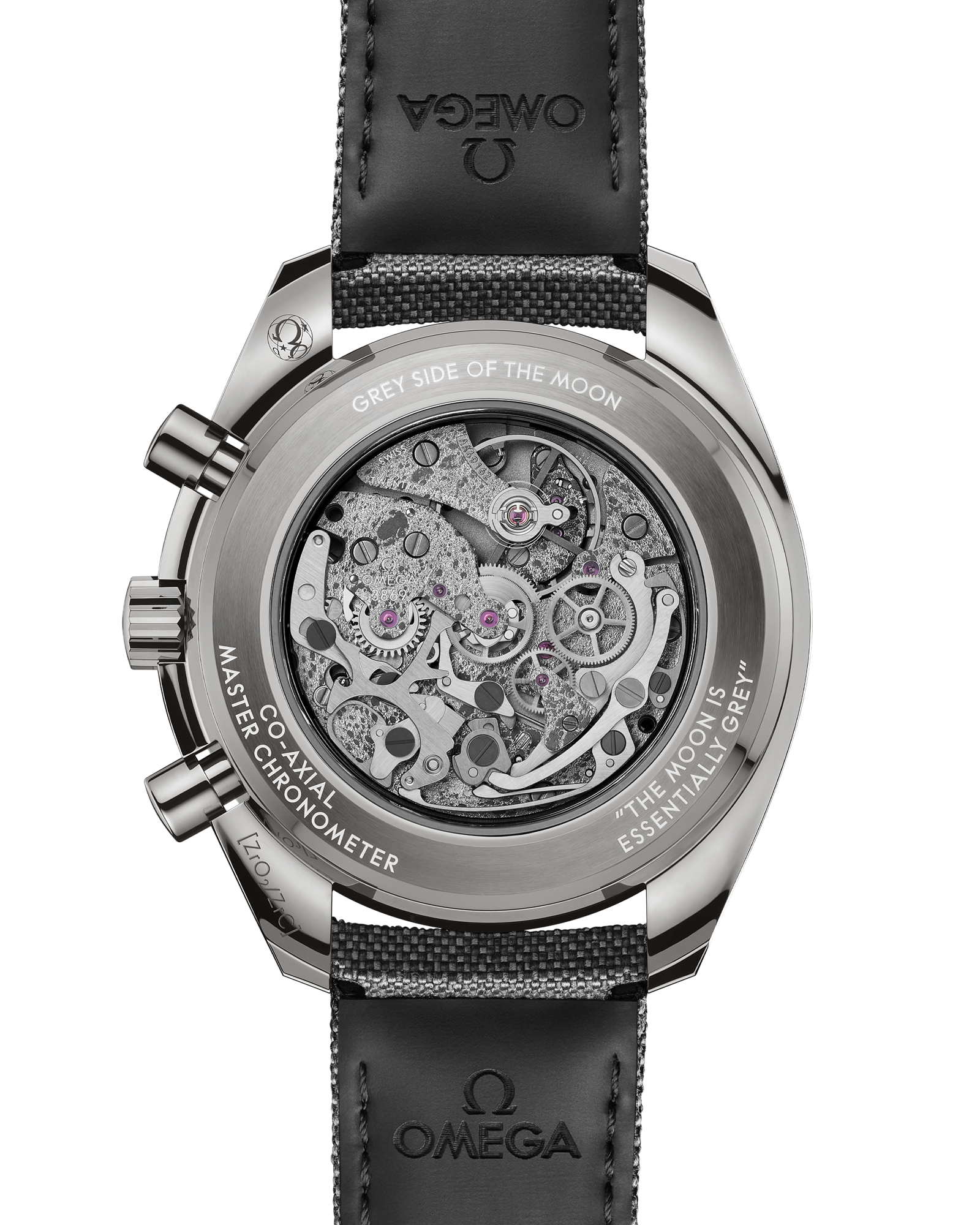Speedmaster Dark Side of the Moon 44.25 mm, grey ceramic on coated nylon fabric strap