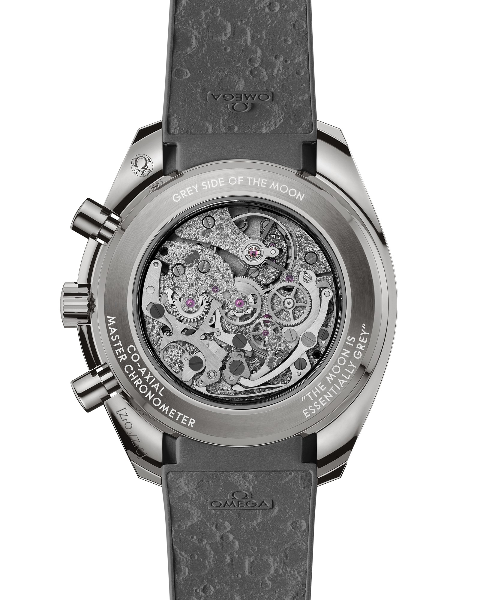 Speedmaster Dark Side of the Moon 44.25 mm, grey ceramic on rubber strap